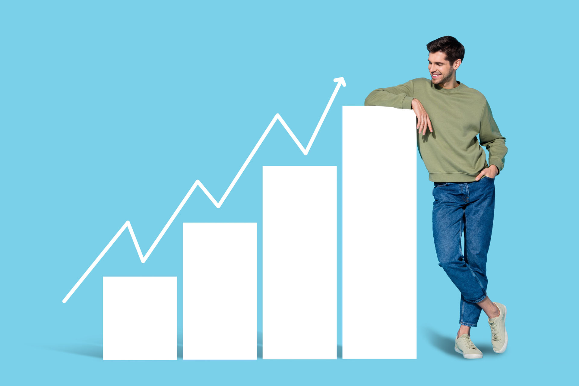 Collage,Photo,Of,Confident,Professional,Businessman,See,His,Business,Grow